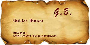 Getto Bence névjegykártya